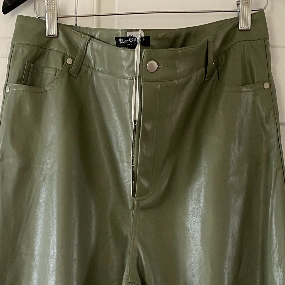 #36 Velvet Heart Vegan Leather Pants with tags-Olive colour